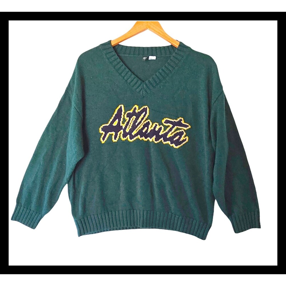 H&M Divided Women's Green Atlanta Jumper‎ V-neck Knitted Sweater M Medium